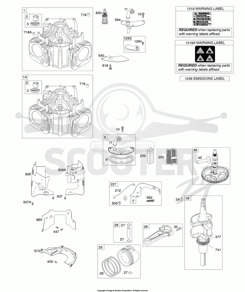 Cylinder, Crankshaft, Camshaft, Air Guides