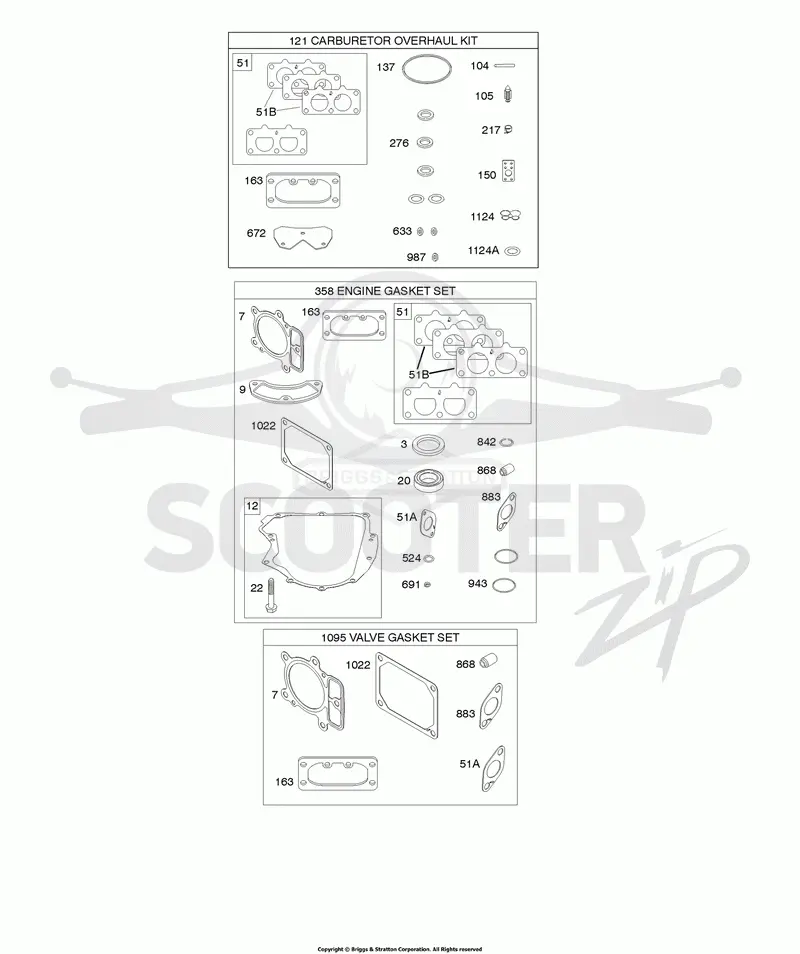 Engine/Valve Gasket Set, Carburetor Overhaul Kit
