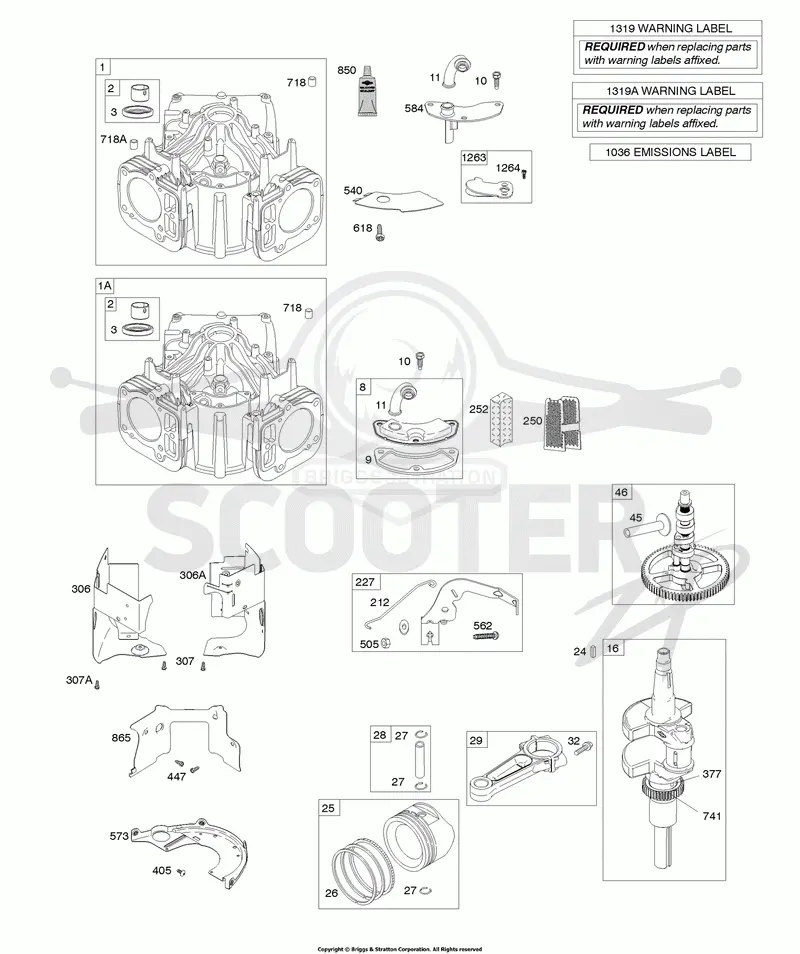 Cylinder, Crankshaft, Camshaft, Air Guides