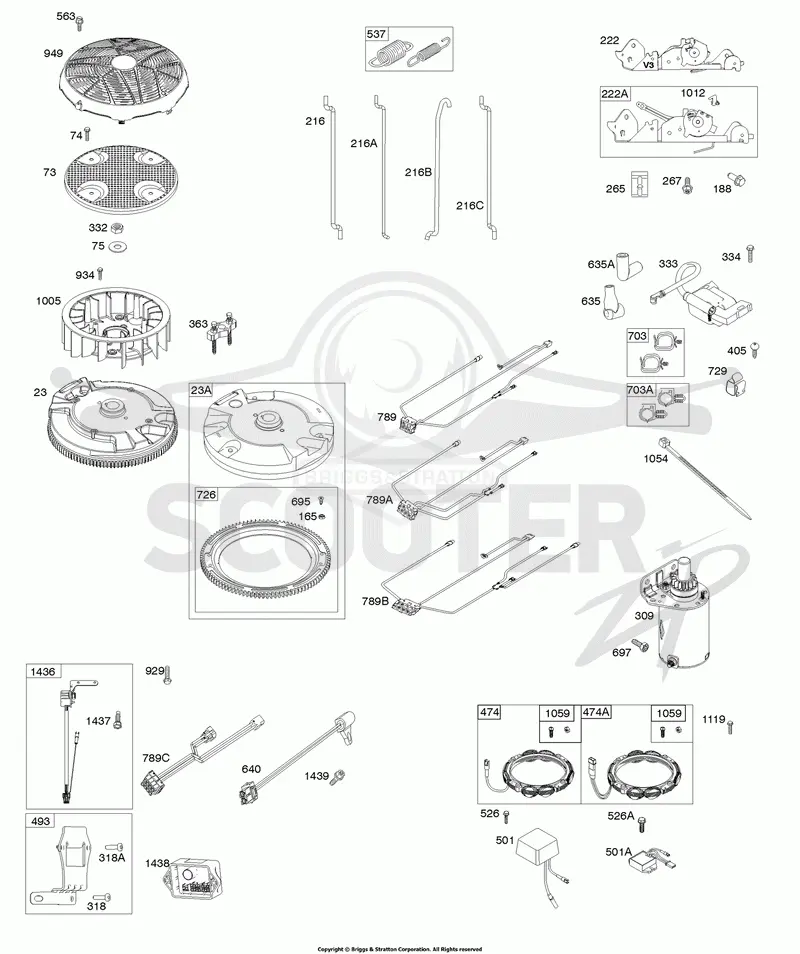 Flywheel, Controls, Wire Harness, Alternator, Starter