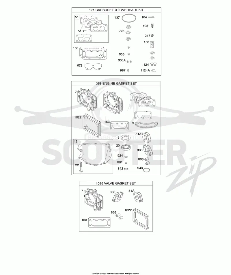 Engine/Valve Gasket Set, Carburetor Overhaul Kit