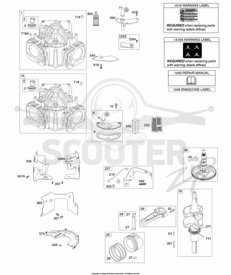 Cylinder, Crankshaft, Camshaft, Air Guides
