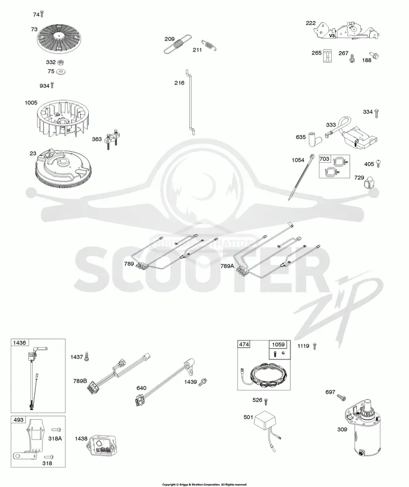 Flywheel, Alternator, Starter, Wire Harness