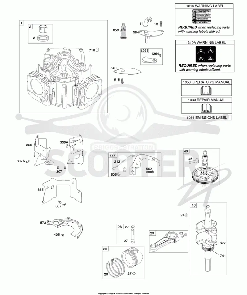 Cylinder, Crankshaft, Camshaft, Air Guides