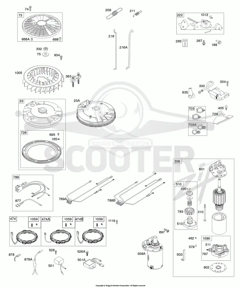 Flywheel, Controls, Wire Harness, Alternator, Starter