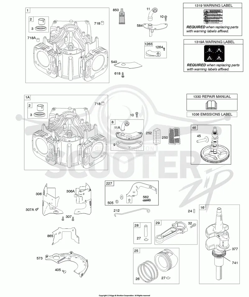 Cylinder, Crankshaft, Camshaft, Air Guides