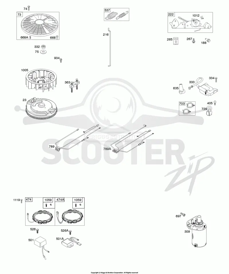 Flywheel, Controls, Wire Harness, Alternator, Starter