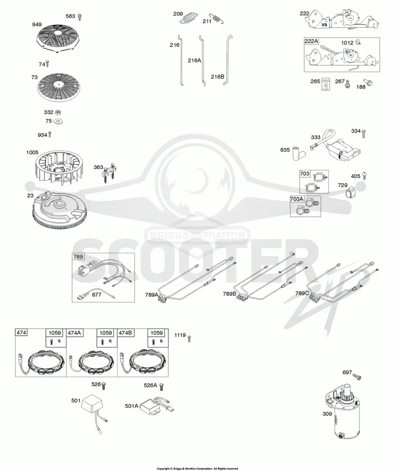 Alternator, Wire Harness, Starter, Ignition, Flywheel