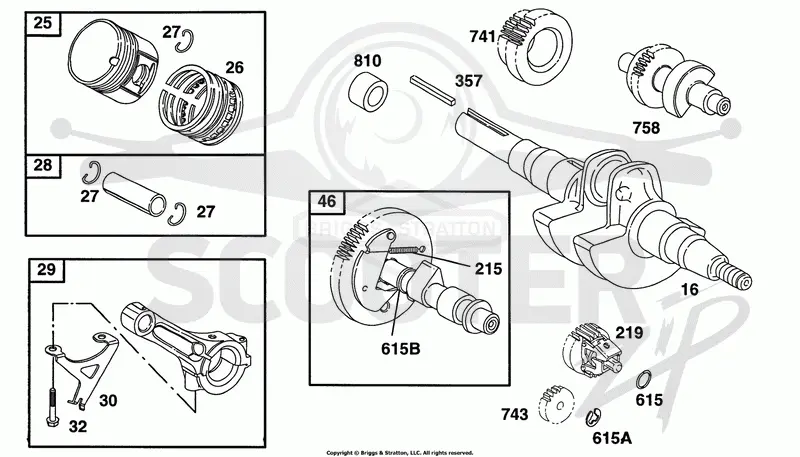 Piston Grp, Crank, Cam