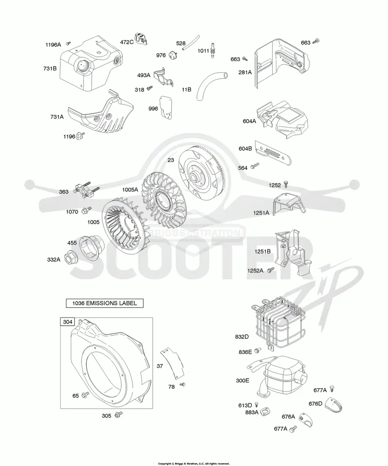 Blower Housing/Shrouds, Exhaust System, Flywheel