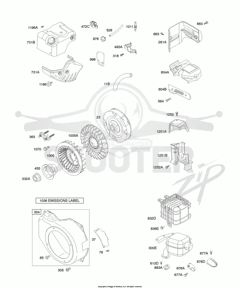 Blower Housing/Shrouds, Exhaust System, Flywheel