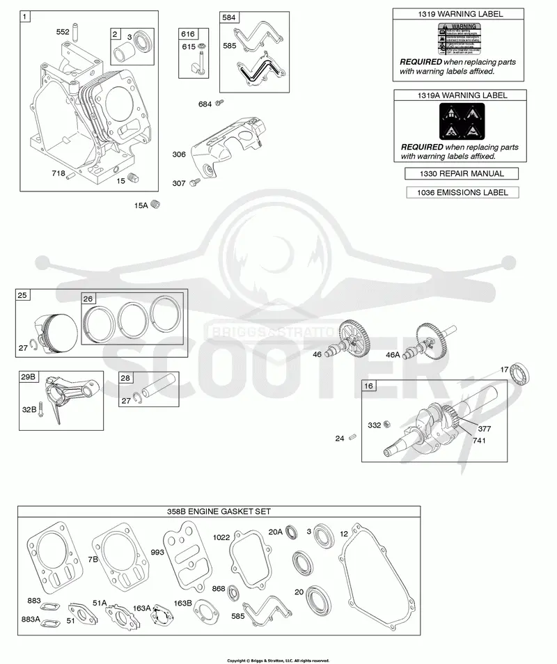 Camshaft, Crankshaft, Cylinder, Piston Group