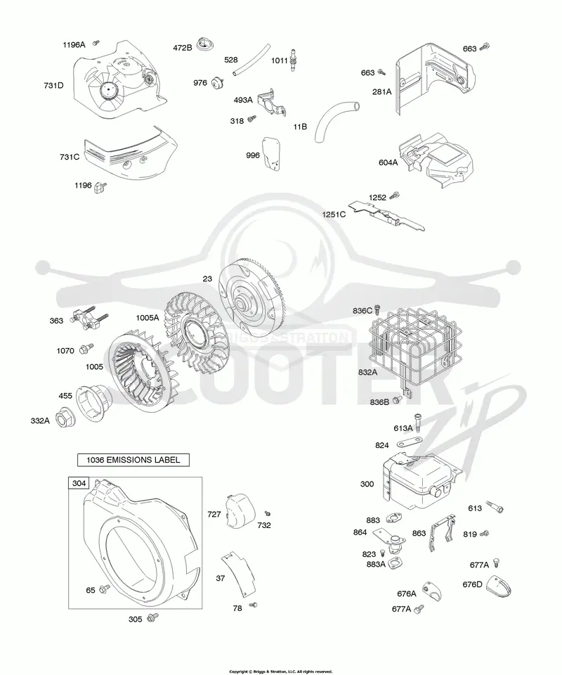 Blower Housing/Shrouds, Exhaust System, Flywheel