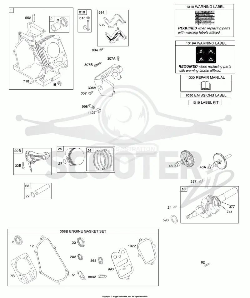 Camshaft, Crankshaft, Cylinder, Piston Group