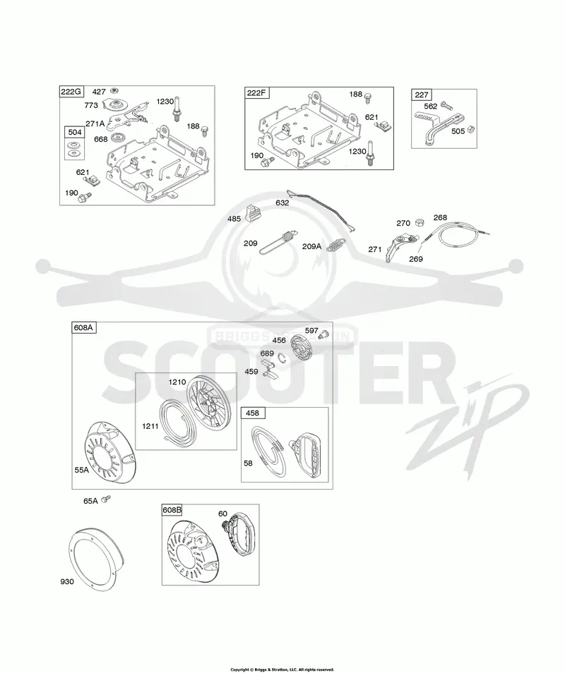 Controls, Flywheel, Governor Spring, Rewind Starter