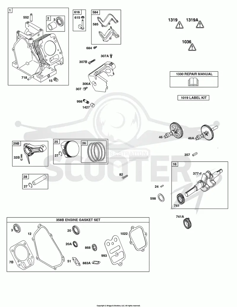 Camshaft, Crankshaft, Cylinder, Piston Group
