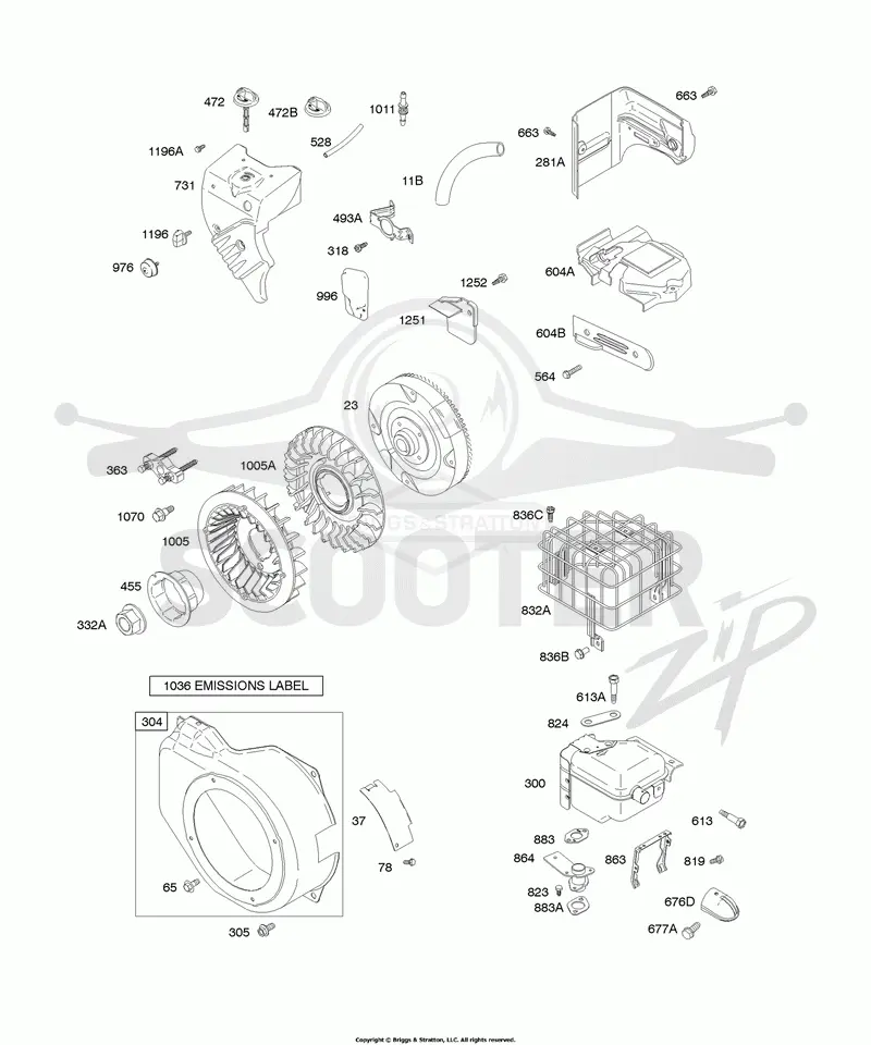 Blower Housing/Shrouds, Exhaust System, Flywheel
