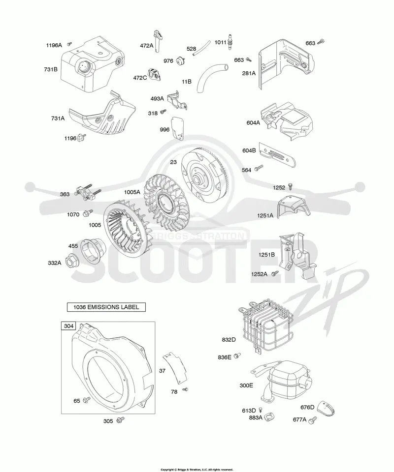 Blower Housing/Shrouds, Exhaust System, Flywheel