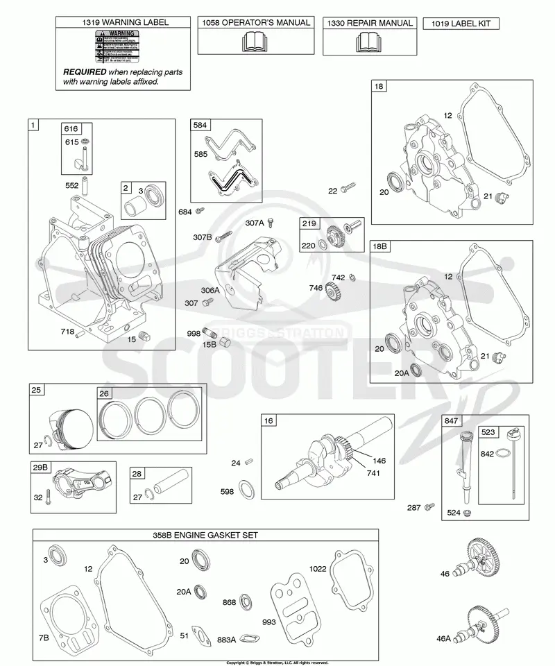 Camshaft, Crankcase Cover, Crankshaft, Cylinder, Lubrication, Piston Group