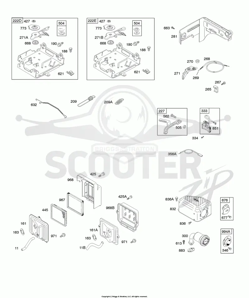 Air Cleaner, Controls, Exhaust System, Governor Spring, Ignition