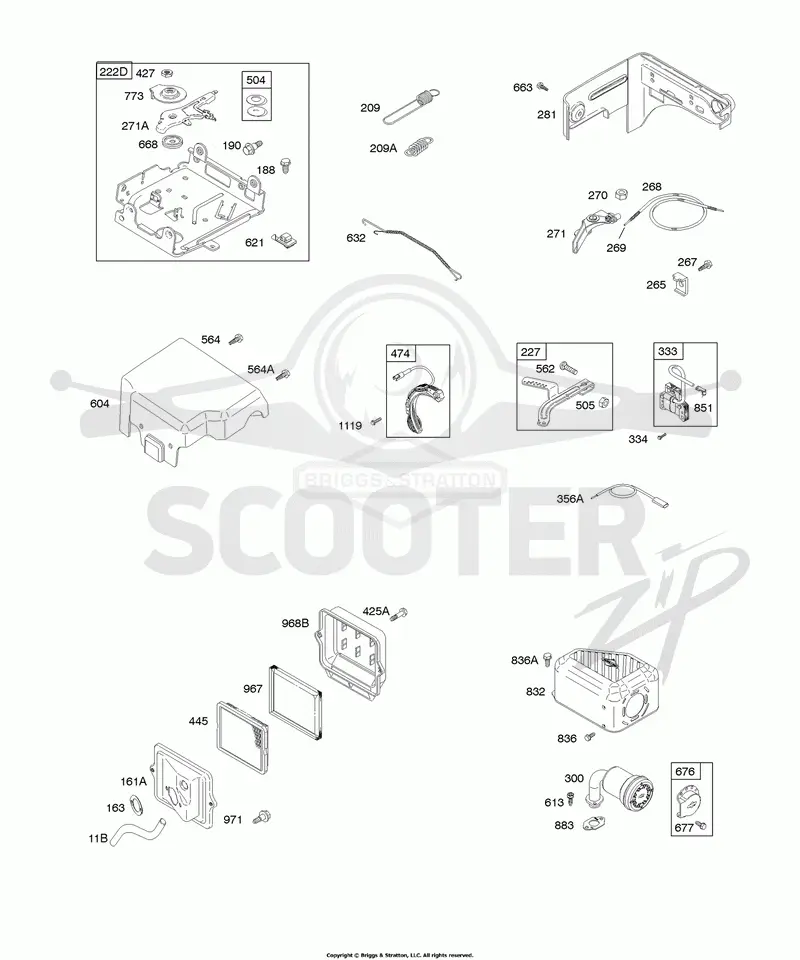 Air Cleaner, Controls, Exhaust System, Governor Spring, Ignition