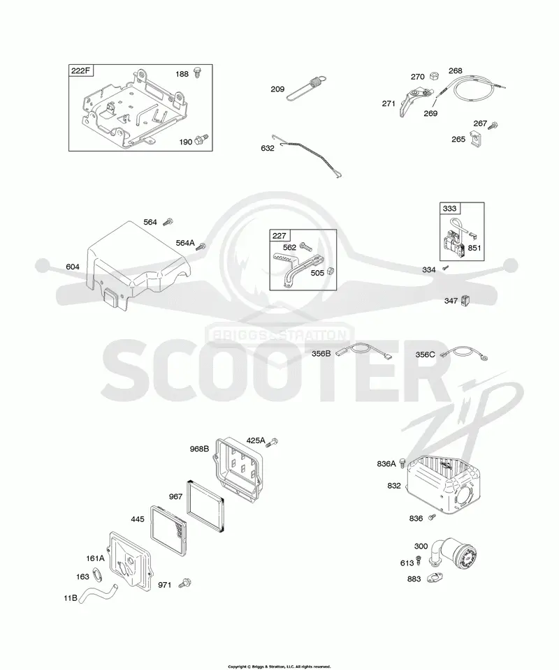 Air Cleaner, Controls, Exhaust System, Governor Spring, Ignition