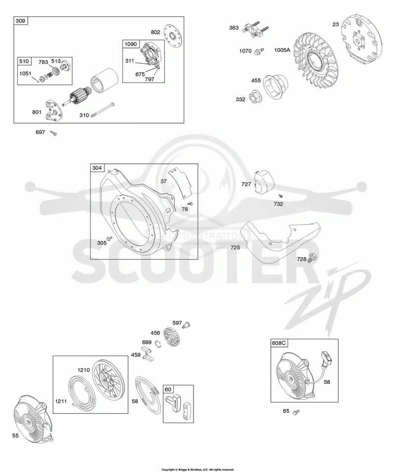Blower Housing, Electric Starter, Flywheel
