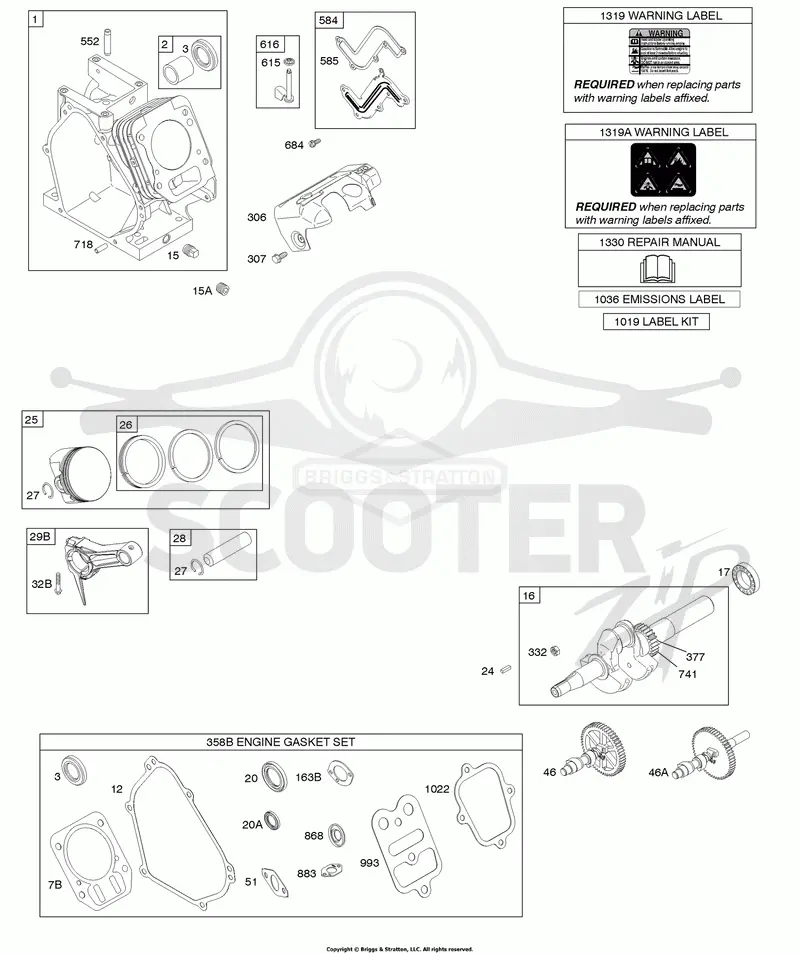 Camshaft, Crankshaft, Cylinder, Piston Group
