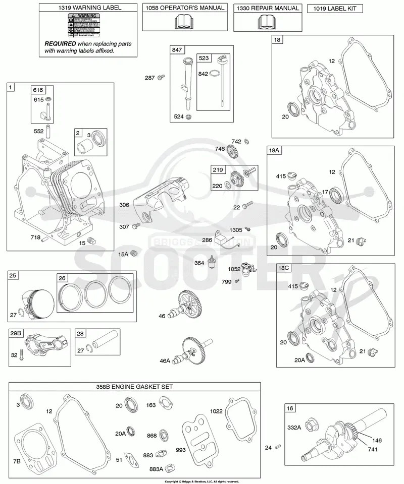 Camshaft, Crankcase Cover, Crankshaft, Cylinder, Lubrication, Piston Group