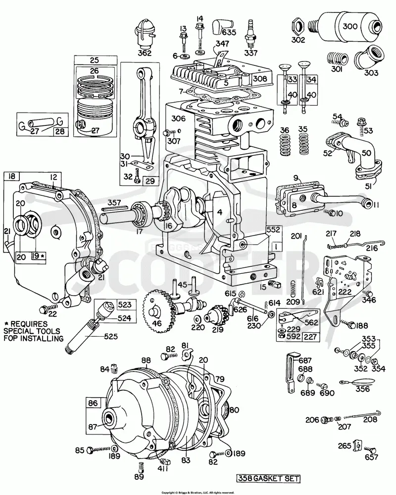 Cyl, Piston, Muffler, CrnkCse