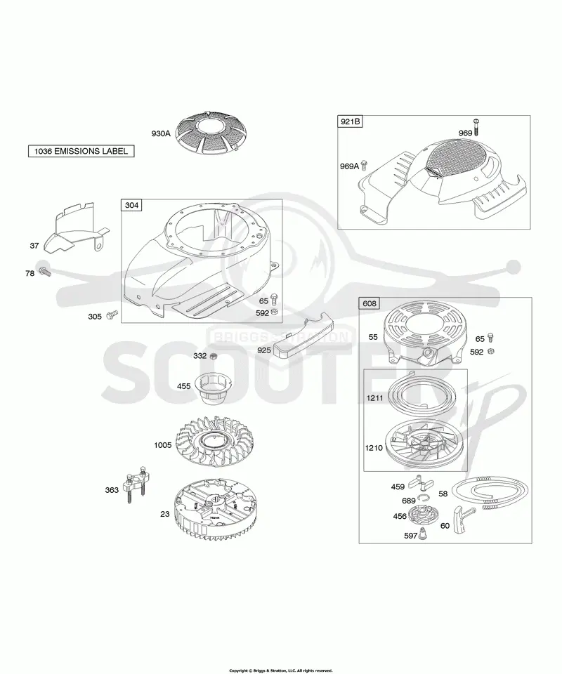 Blower Housing/Shrouds, Flywheel, Rewind Starter