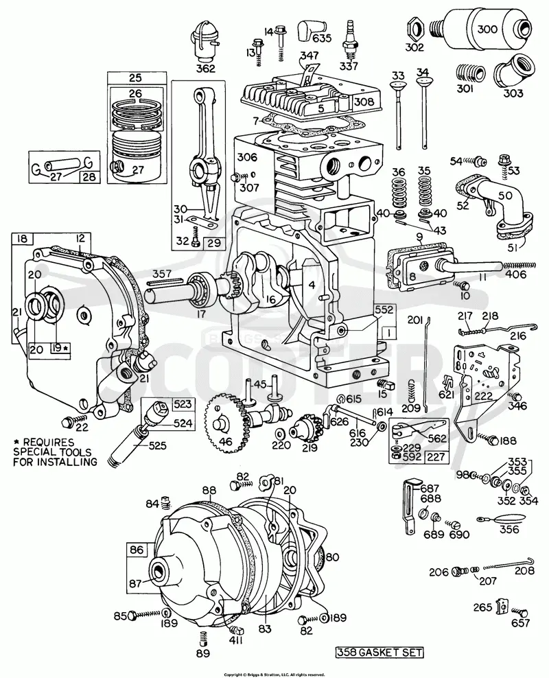 Cyl, Piston, Muffler, CrnkCse