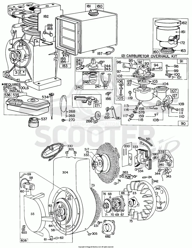 Carb,A/C,Fuel Tank,Rewind