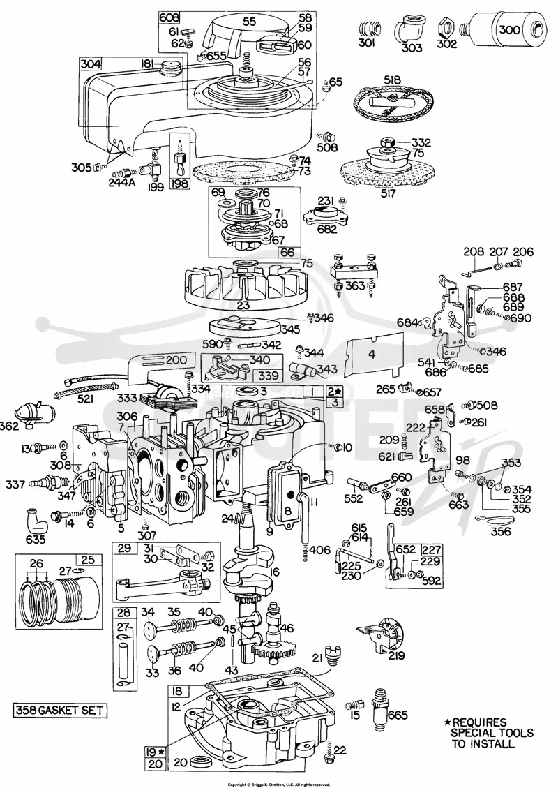 Cyl,Muffler,Piston,Sump,Rewind