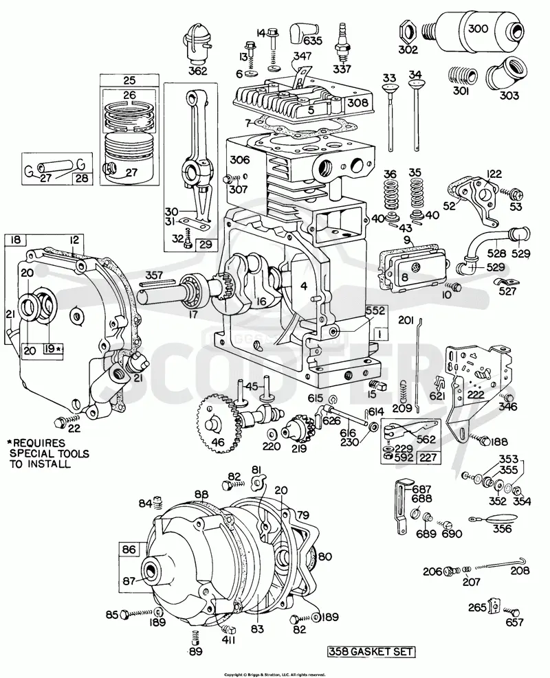 Cyl, Piston, Muffler, CrnkCse