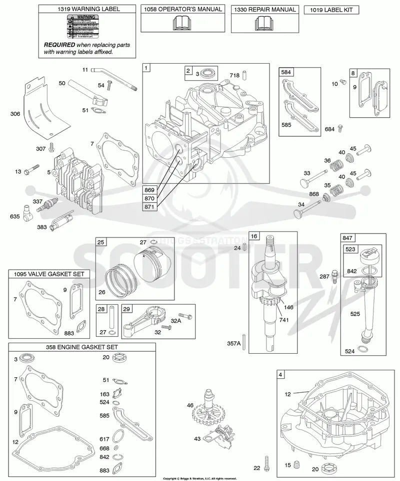 Cams, Crankshaft, Cylinder, Engine Sump, Kit/Gaskets, Lubrication, Piston Group, Valves