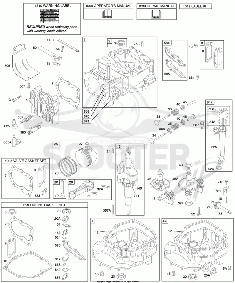 Cams, Crankshaft, Cylinder, Engine Sump, Kit/Gaskets, Lubrication, Piston Group, Valves