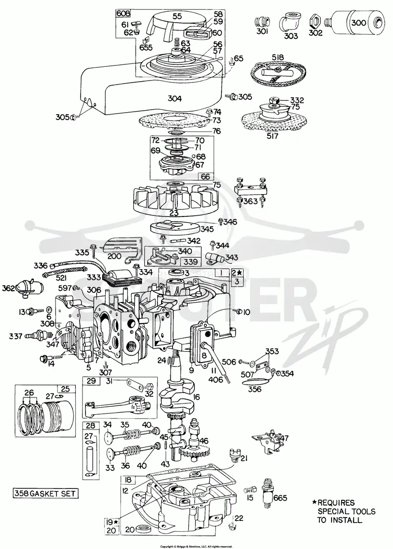 Cyl,Muffler,Piston,Sump,Rewind