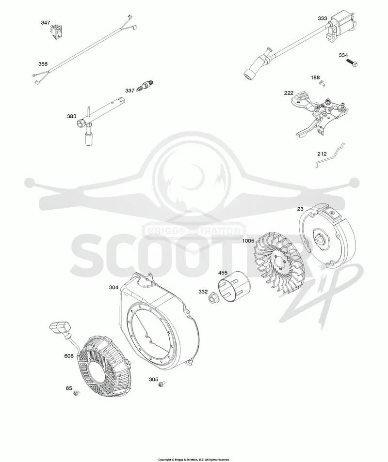 Flywheel, Rewind, Blower Housing, Controls