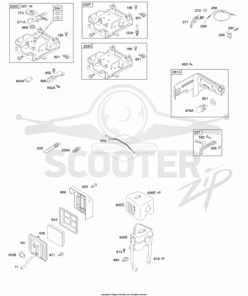 Air Cleaner, Controls, Exhaust System, Governor Spring