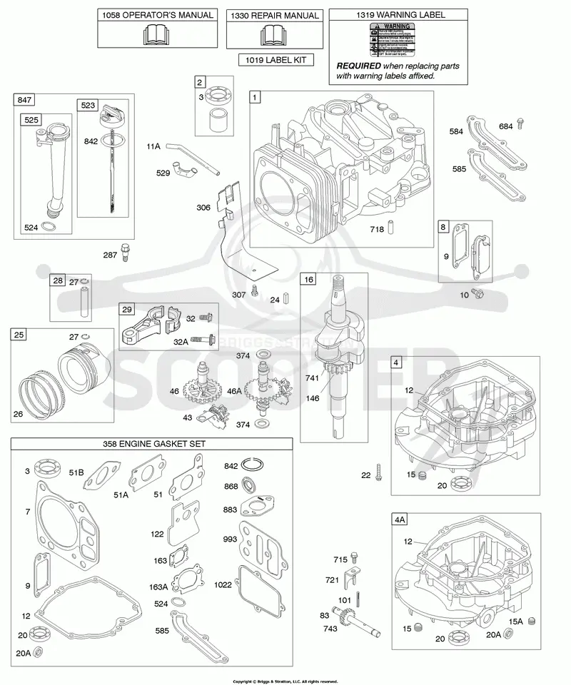 Cam, Crankcase Cover/Sump, Crankshaft, Cylinder, Oil Group, Piston Group