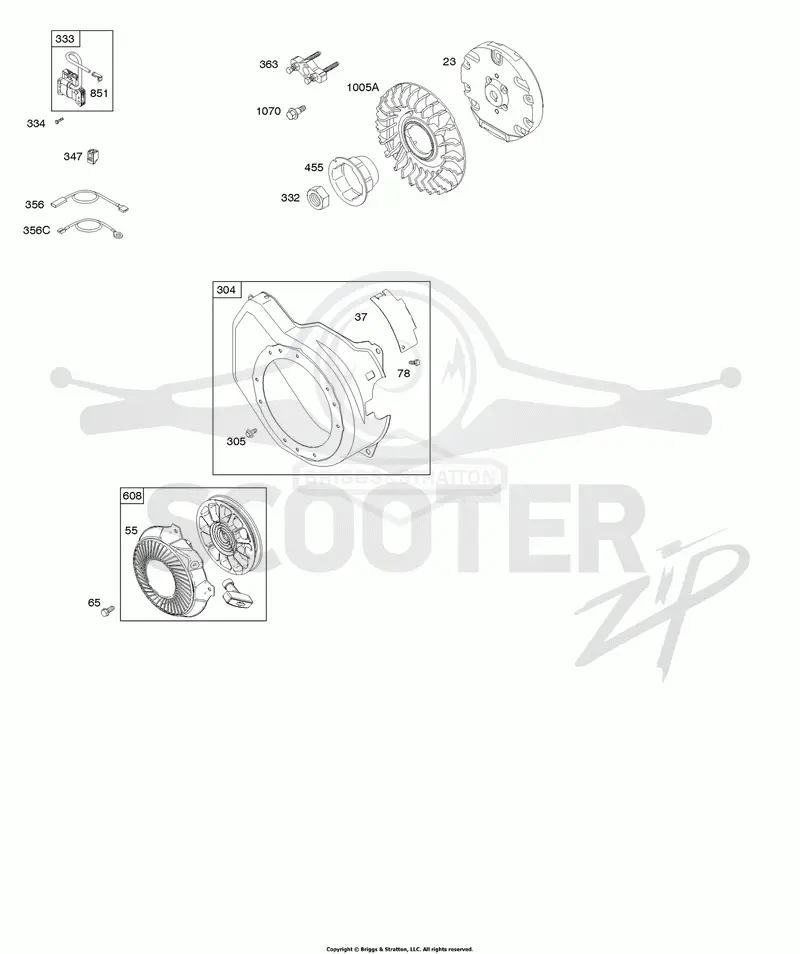 Flywheel, Rewind Assembly