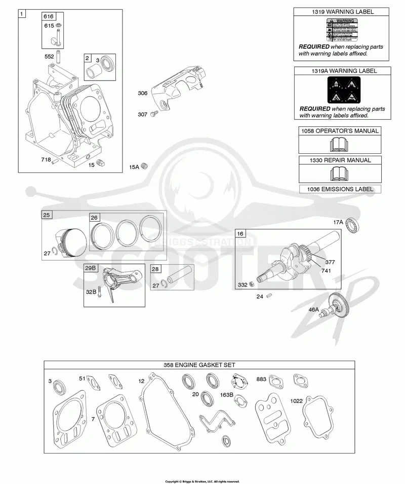 Cylinder, Crankshaft, Camshaft, Air Guides