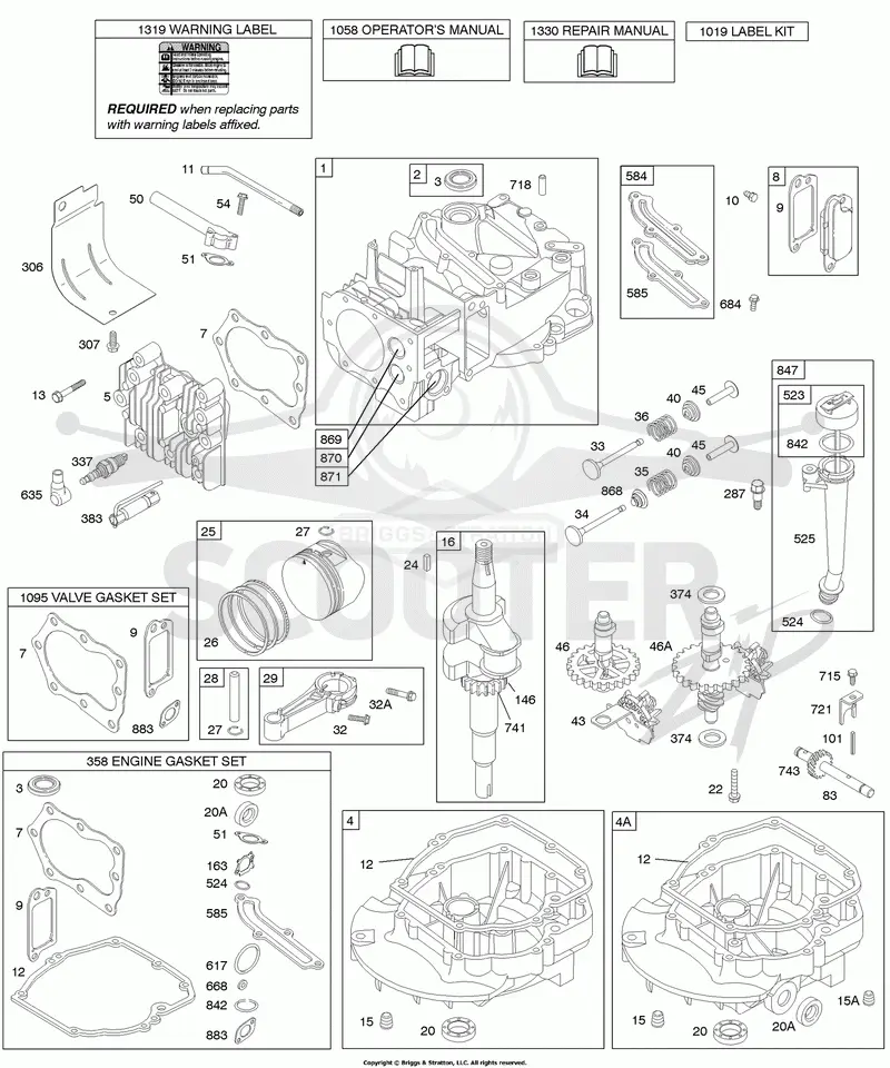 Cams, Crankshaft, Cylinder, Engine Sump, Kit/Gaskets, Lubrication, Piston Group, Valves