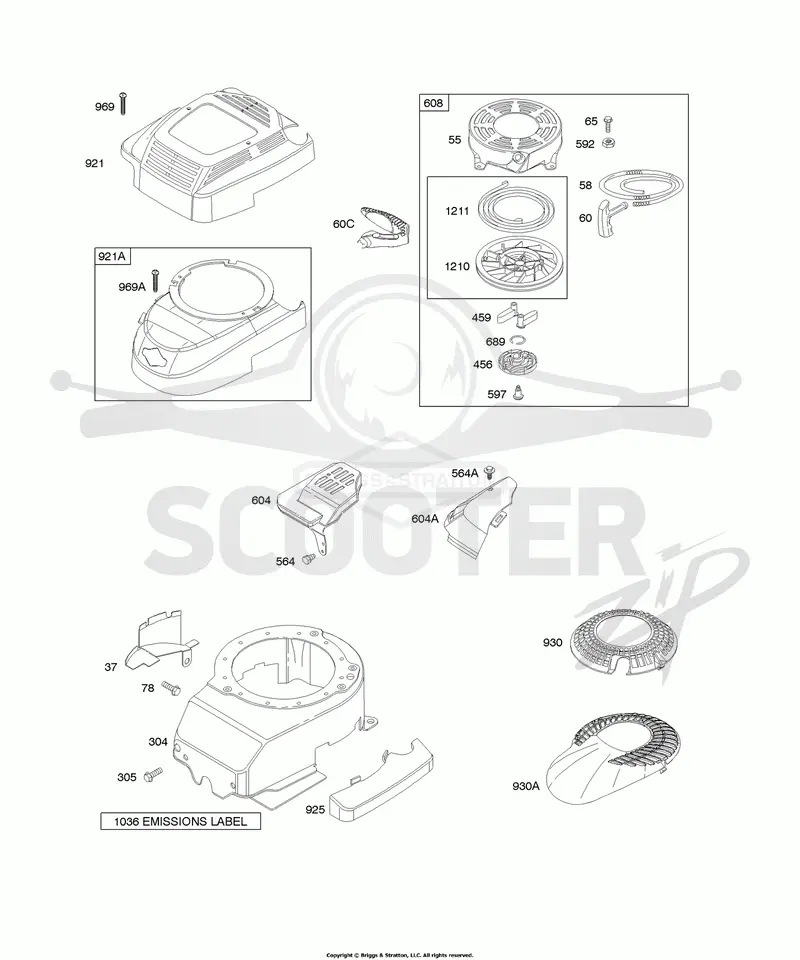 Blower Housing, Rewind Starter