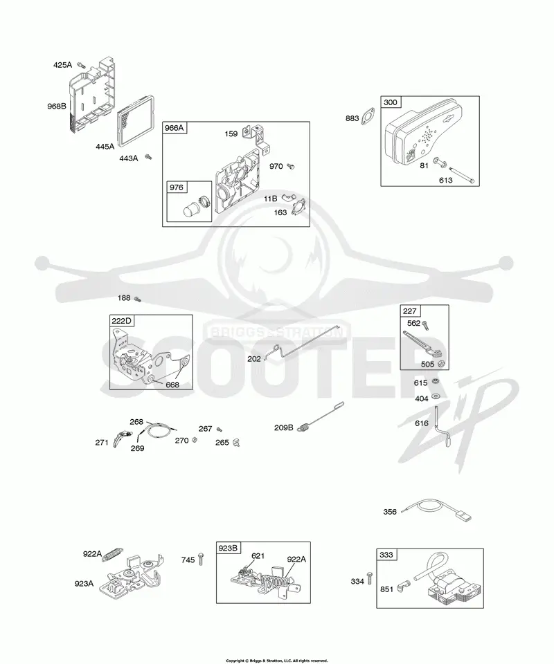 Air Cleaner, Controls, Electrical, Exhaust System, Flywheel Brake, Governor Spring, Ignition