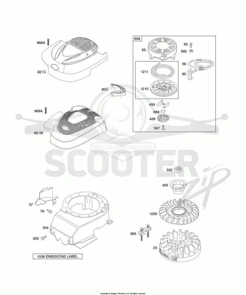 Blower Housing/Shrouds, Flywheel, Rewind Starter