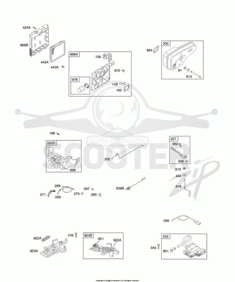 Air Cleaner, Controls, Electrical, Exhaust System, Flywheel Brake, Governor Spring, Ignition