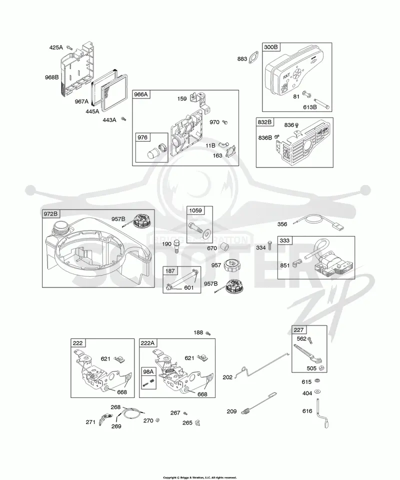 Air Cleaner, Controls, Electrical, Exhaust System, Fuel Supply, Governor Spring, Ignition
