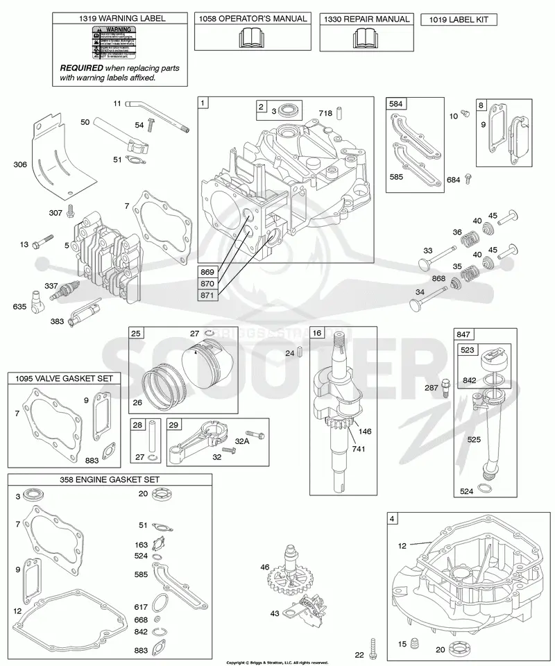 Cam, Crankshaft, Cylinder, Engine Sump, Kit/Gaskets, Lubrication, Piston Group, Valves